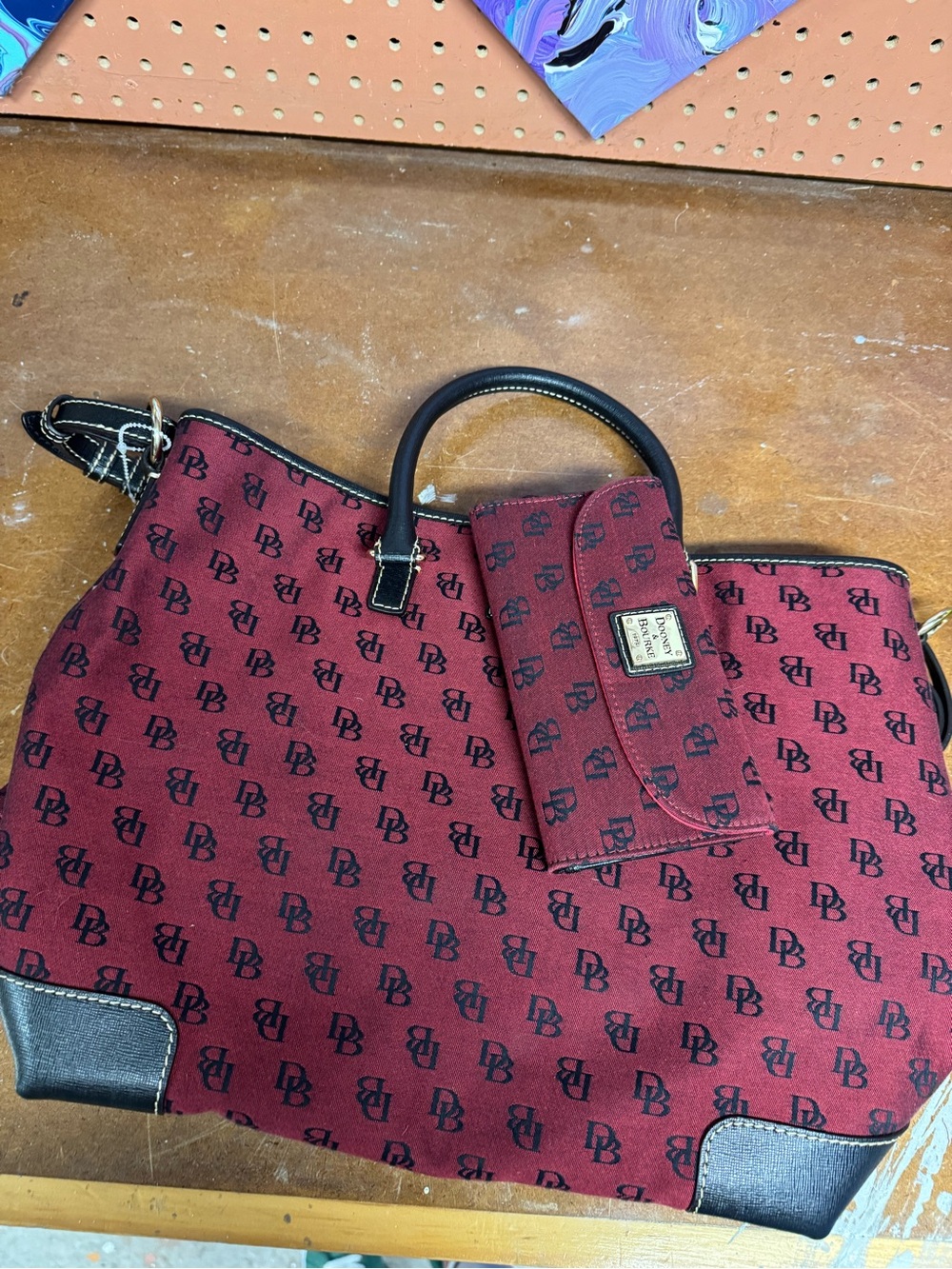 Dooney & Bourke Black Exterior with Red Interior Logo Tote